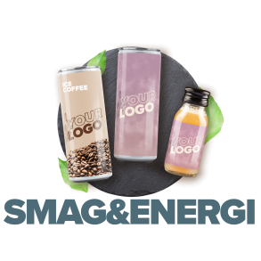 Energidrink med logotyp